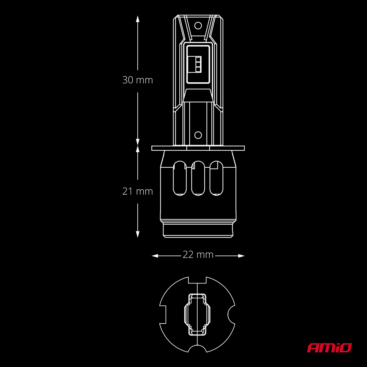 Εικόνα 5 από 7 — AMiO – Λάμπες LED F26 Pro Series H3 12/24V 68W 2900-3550lm 6.000K Full Can-Bus Plug&Play – 2 Τεμ. (04870/AM)
