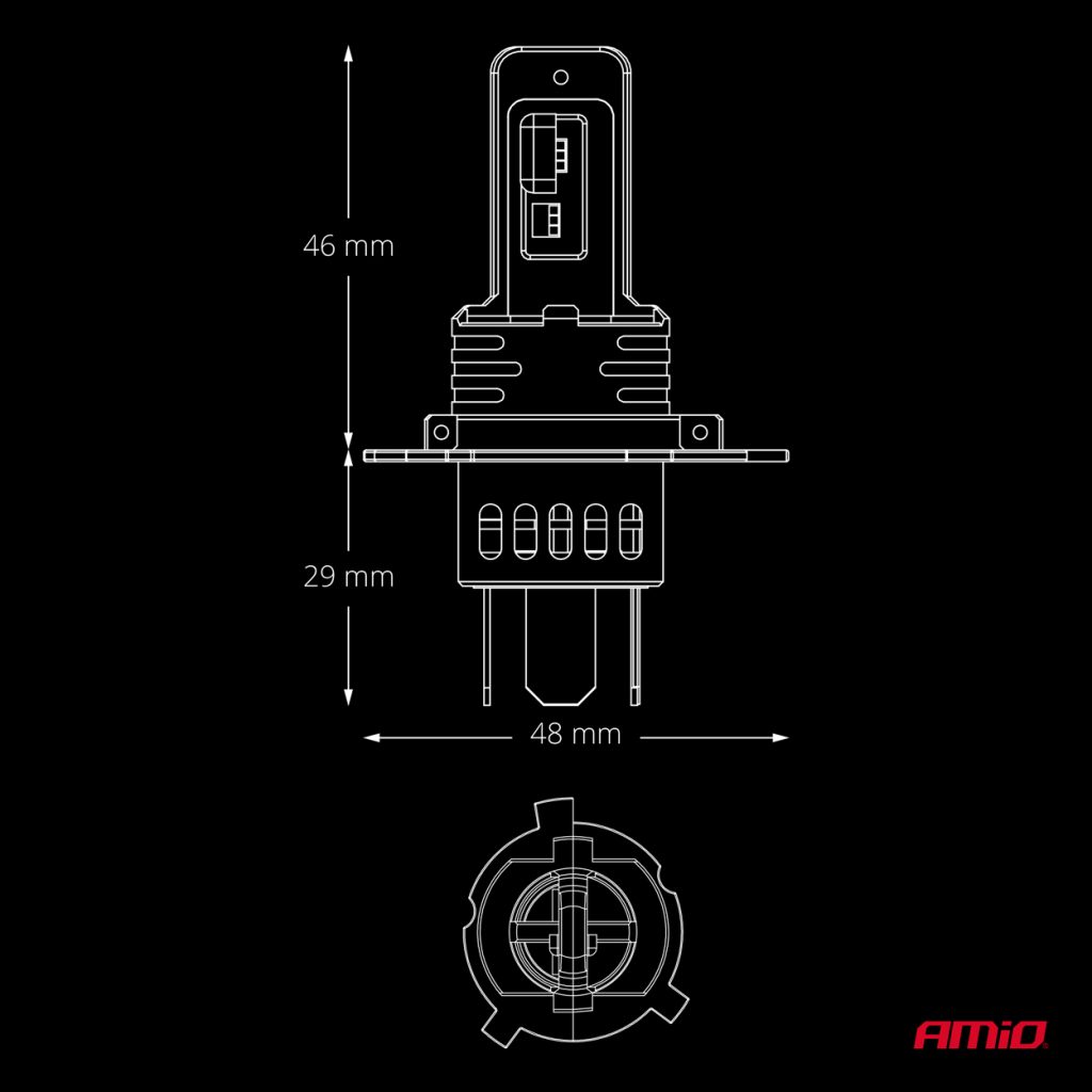 Εικόνα 5 από 7 — AMiO – Λάμπες LED F26 Pro Series H4/H19 12/24V 68W 2900-3550lm 6.000K Full Can-Bus Plug&Play – 2 Τεμ. (04871/AM)