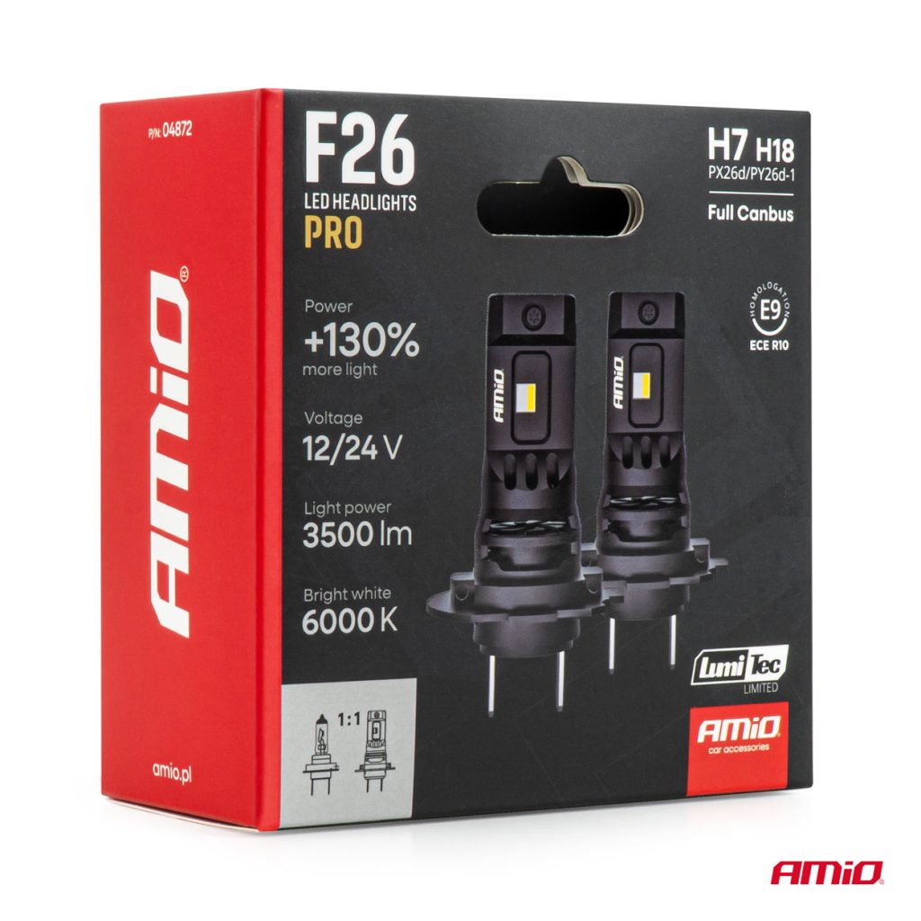 Εικόνα 7 από 8 — AMiO – Λάμπες LED F26 Pro Series H7/H18 12/24V 68W 2900-3550lm 6.000K Full Can-Bus Plug&Play – 2 Τεμ. (04872/AM)