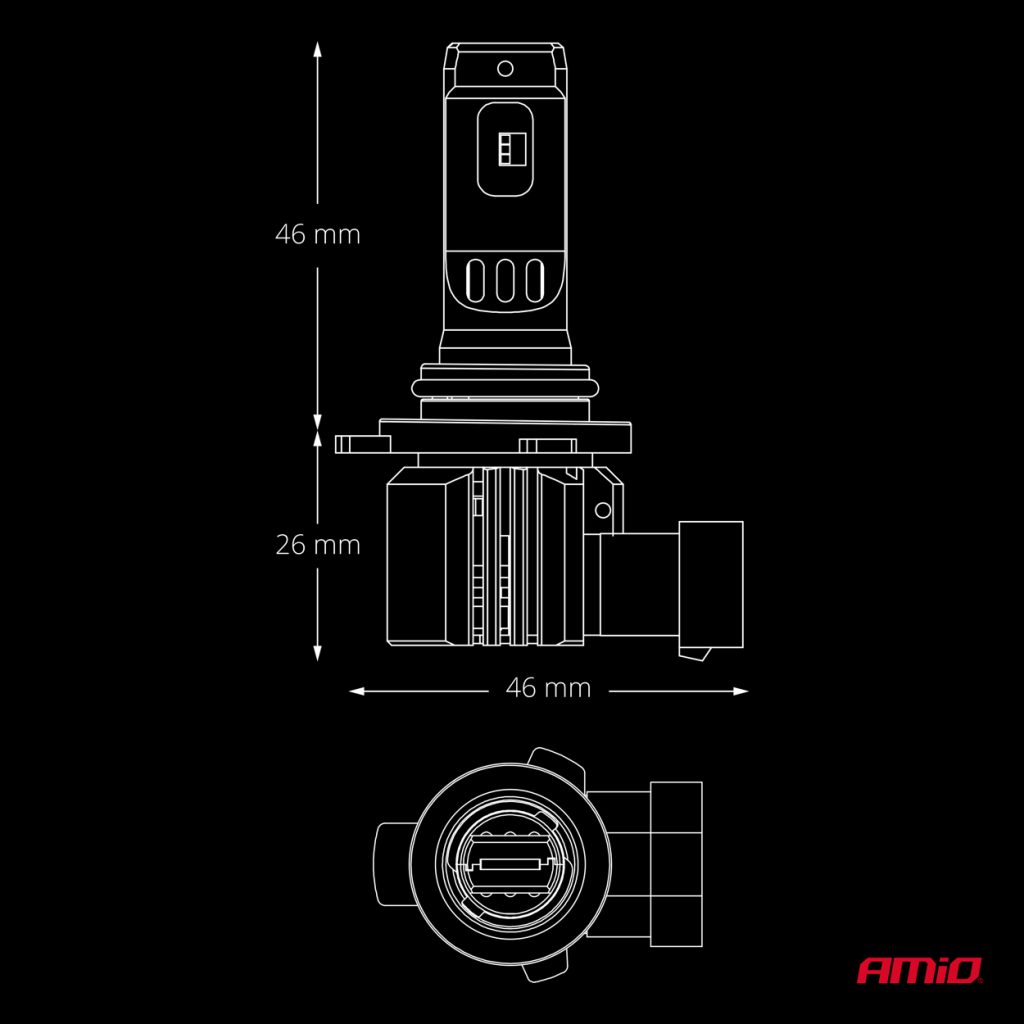 Εικόνα 5 από 7 — AMiO – Λάμπες LED F26 Pro Series HIR2 9012 12/24V 68W 2900-3550lm 6.000K Full Can-Bus Plug&Play – 2 Τεμ. (04876/AM)
