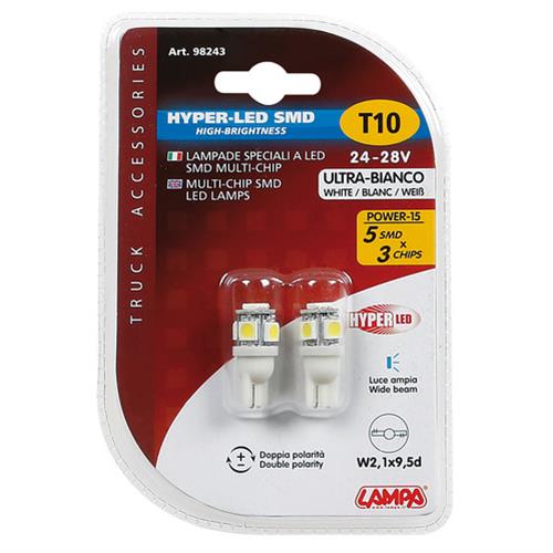 Εικόνα 4 από 4 — T10 W5W 24/28V 28lm HYPER-LED15 ΛΕΥΚΟ ΔΙΑΘΛΑΣΗΣ 5SMDx3chips (ΔΙΠΛΗΣ ΠΟΛΙΚΟΤΗΤΑΣ)BLISTER 2ΤΕΜ.