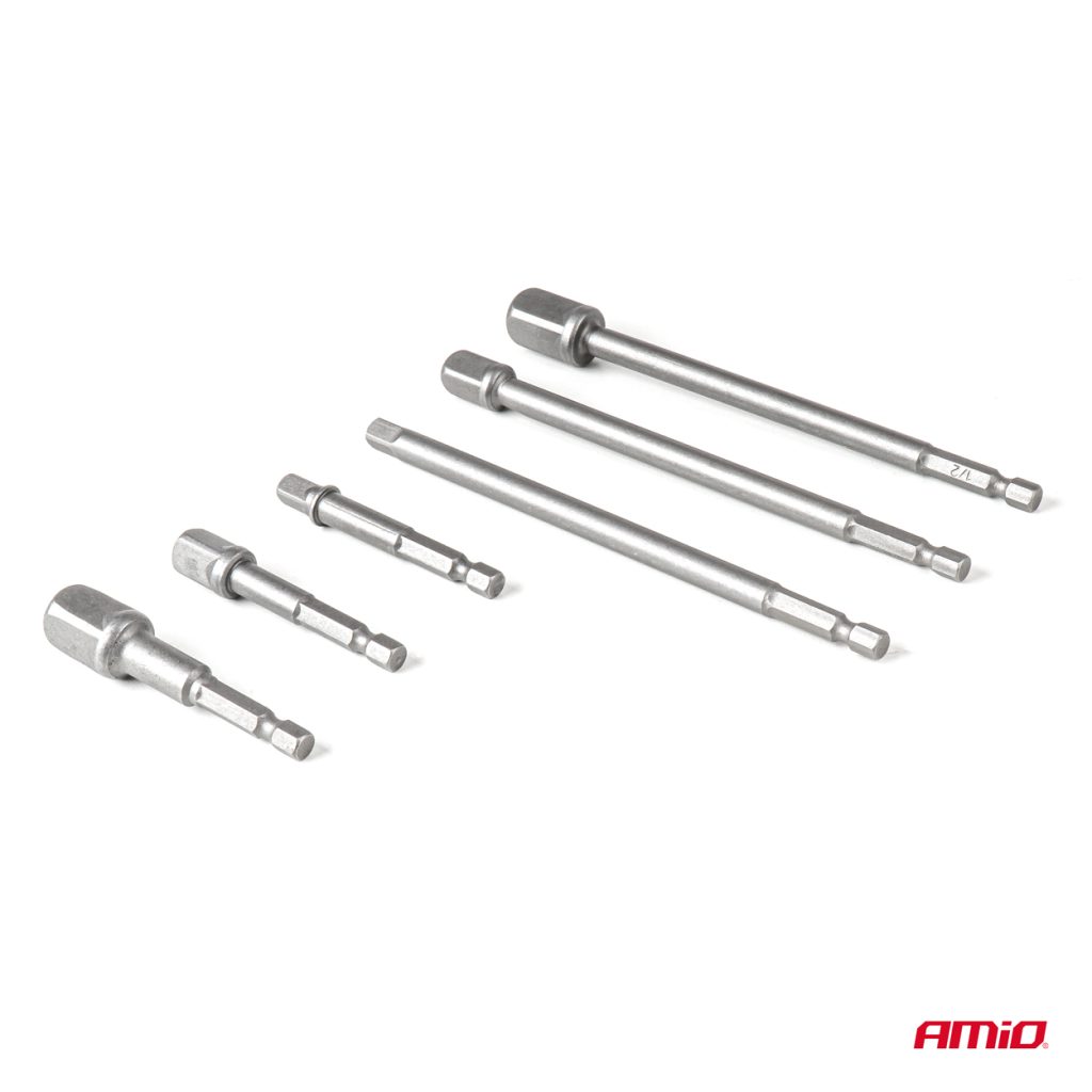 Εικόνα 2 από 5 — Amio – Προσαρμογείς HEX 1/4″ σε Καρυδάκια 1/4″ 3/8″ 1/2″ Heavy Duty για Σταθερή Τοποθέτηση & Καθημερινή Χρήση – Σετ 6 Τεμ. (04781/AM)