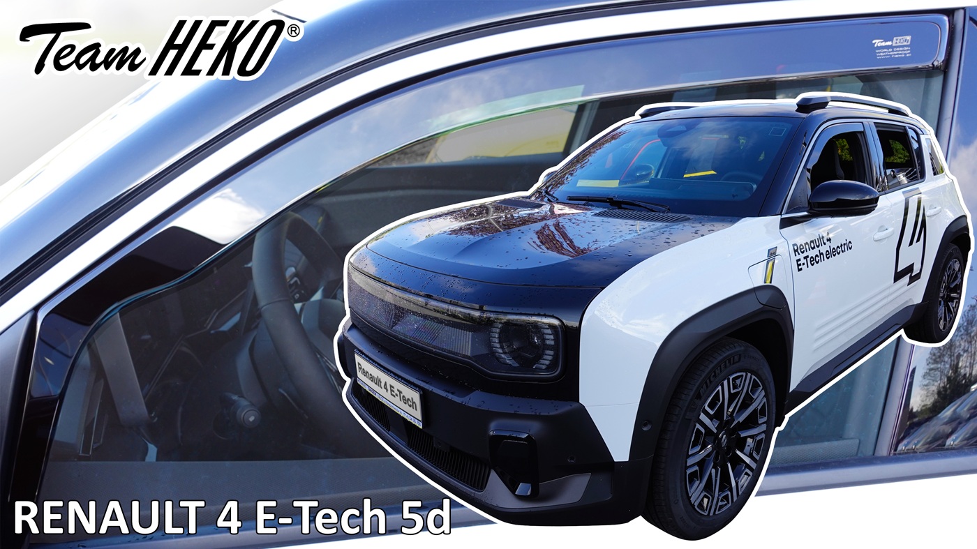 Εικόνα 1 από 2 — Heko – Ανεμοθράυστες για Renault 4 E-Tech Electric 5 Doors 2025+ Ζευγάρι Απο Εύκαμπτο Φιμέ Πλαστικό – 2 τεμ. (ΑΝΕΜ.27037)