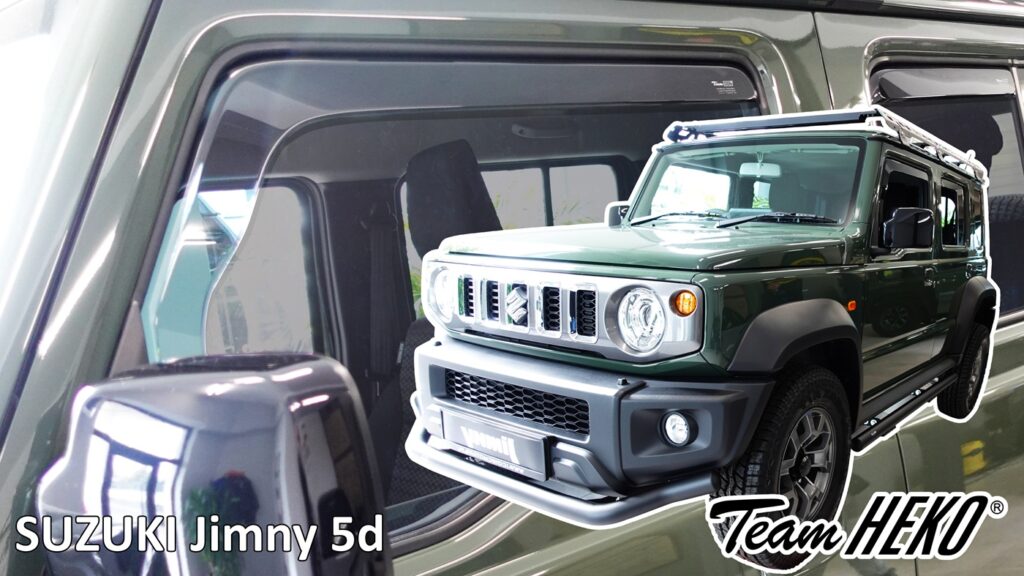 Εικόνα 1 από 4 — Heko – Ανεμοθραύστες για Suzuki Jimny 5 Doors 2023+ Σετ Αυτοκινήτου Απο Εύκαμπτο Φιμέ Πλαστικό – 4 τεμ. (ΑΝΕΜ.SET28663)