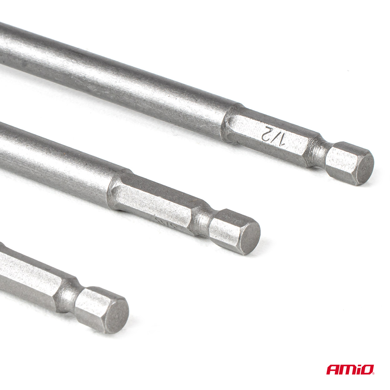 Εικόνα 3 από 5 — Amio – Προσαρμογείς HEX 1/4″ σε Καρυδάκια 1/4″ 3/8″ 1/2″ Heavy Duty για Σταθερή Τοποθέτηση & Καθημερινή Χρήση – Σετ 6 Τεμ. (04781/AM)