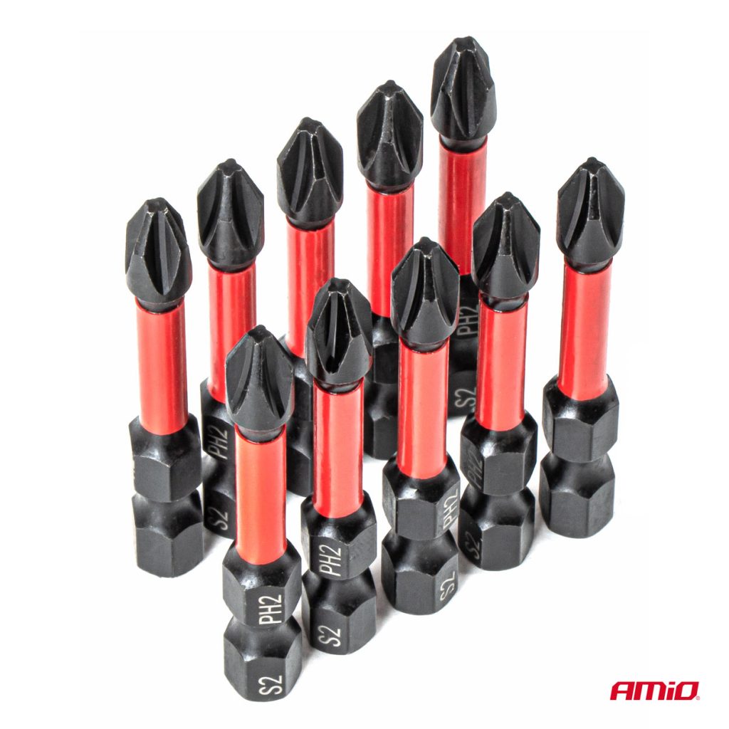 Εικόνα 3 από 5 — Amio – Μύτες Στρέψης Torsion PH2 HEX 1/4″ 50mm Heavy Duty για Σταθερή Τοποθέτηση Εργαλείου & Καθημερινή Χρήση – Σετ 10 Τεμ. (04784/AM)