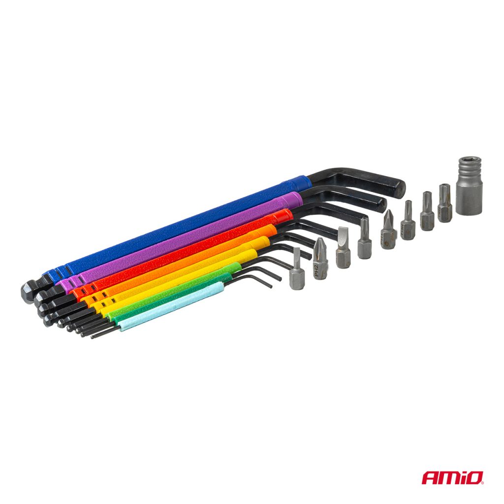 Εικόνα 3 από 7 — Amio – Κλειδιά Allen Imbus CR-V 1.5-10mm με Μύτες & Αντάπτορα Heavy Duty για Σταθερή Τοποθέτηση Εργαλείου & Καθημερινή Χρήση – Σετ 18 Τεμ. (04787/AM)