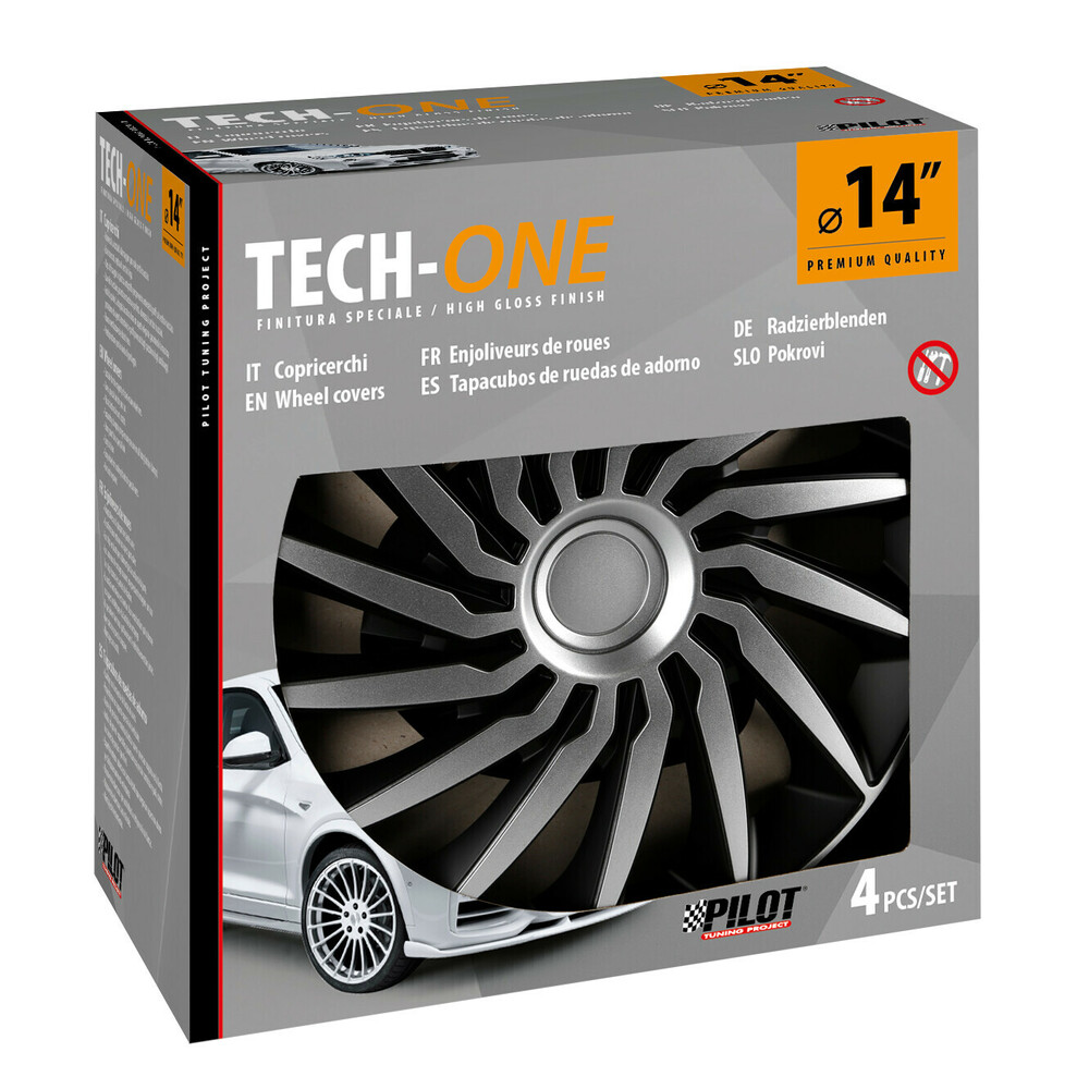 Εικόνα 3 από 3 — Lampa – Τάσια Tokyo Silver/Black 14” Tech-One σε Μαύρο/Ασημί Χρώμα για Σιδερένιες Ζάντες Αυτοκινήτου από ABS – Σετ 4 Τεμ. (L3146.1)