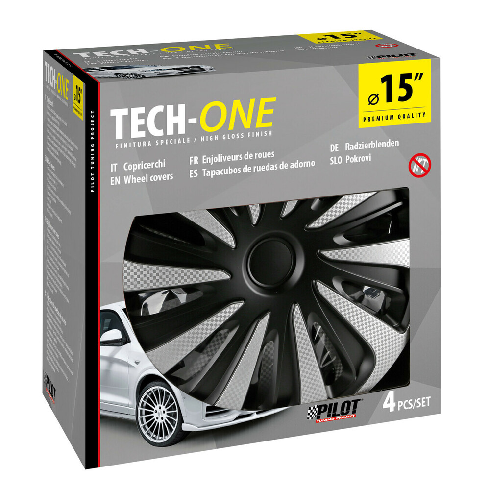 Εικόνα 2 από 2 — Lampa – Σετ Τάσια Αυτοκινήτου 15’’ Kojin Carbon TECH-ONE από υλικό ABS Ασημί / Μαύρο – 4 TEM (L3147.9)