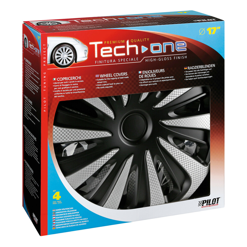 Εικόνα 2 από 2 — Lampa – Σετ Τάσια Αυτοκινήτου 17’’ Kojin Carbon TECH-ONE από υλικό ABS Ασημί / Μαύρο – 4 TEM (L3148.1)