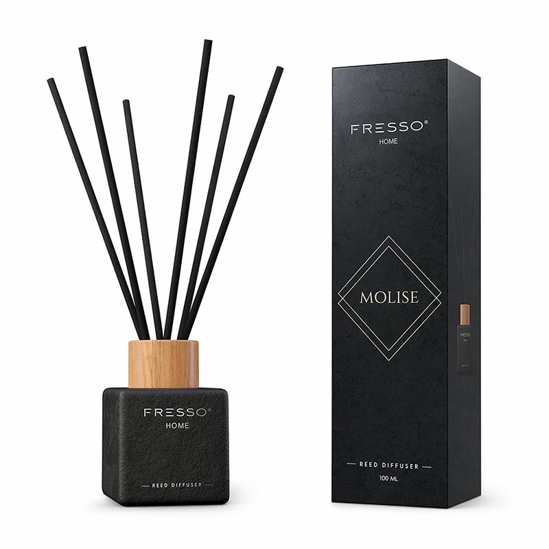 Εικόνα 1 από 12 — Fresso – Αρωματικό Χώρου με Στικ Molise 100 ml Premium Home Reed Diffuser με FlowScent, Μαύρο Γυάλινο Μπουκάλι και Μαύρα Στικ από Fiberglass – 1 Τεμ. (390020/FRE)