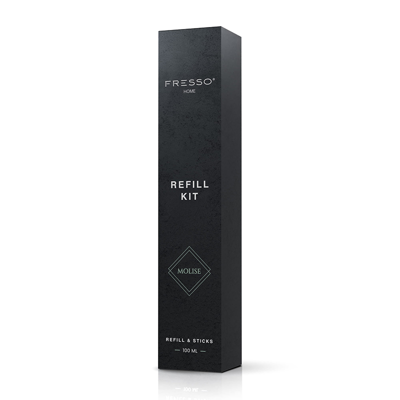 Εικόνα 2 από 4 — Fresso – Κιτ Αναπλήρωσης με Άρωμα Molise 100 ml Premium Home Refill Kit και 6 Μαύρα Στικ από Fiberglass για Αρωματικό Χώρου Reed Diffuser – 1 Τεμ. (390044/FRE)