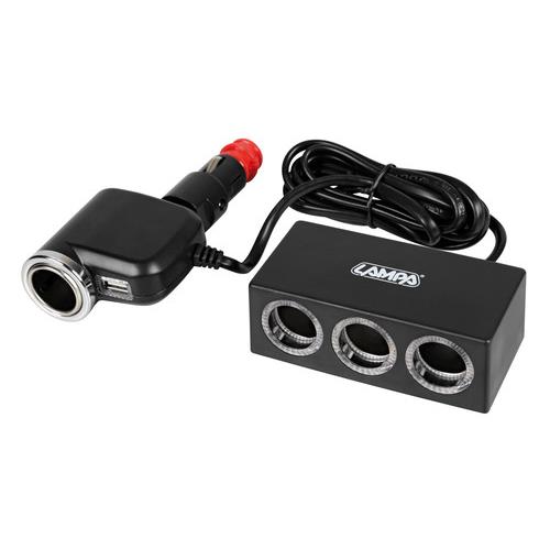 Εικόνα 1 από 3 — ΑΝΤΑΠΤΟΡΑΣ ΑΝΑΠΤΗΡΑ 4 ΘΕΣΕΩΝ+USB 10A ΜΕ ΚΑΛΩΔΙΟ 200cm 12/24V DUO 4in1