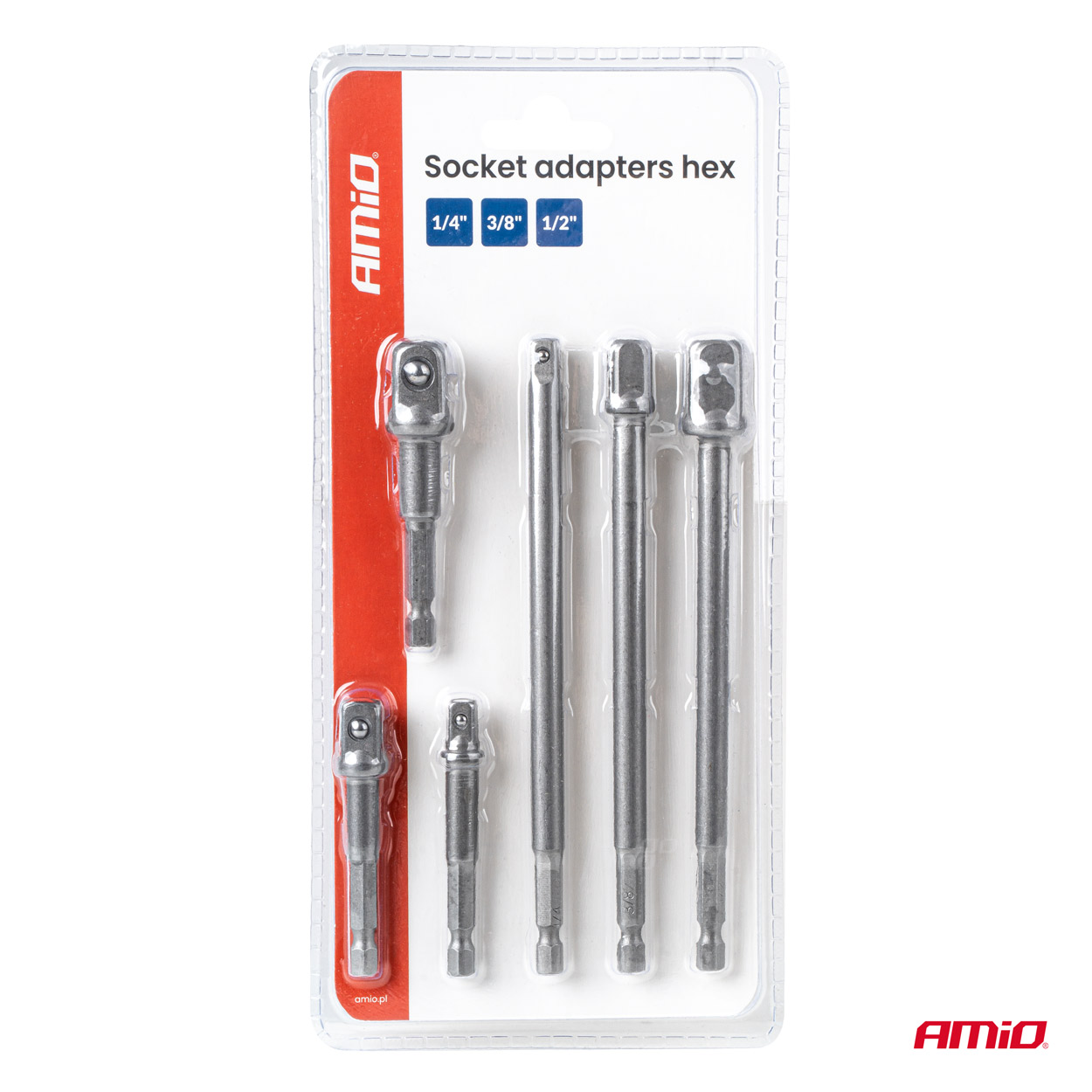 Εικόνα 5 από 5 — Amio – Προσαρμογείς HEX 1/4″ σε Καρυδάκια 1/4″ 3/8″ 1/2″ Heavy Duty για Σταθερή Τοποθέτηση & Καθημερινή Χρήση – Σετ 6 Τεμ. (04781/AM)