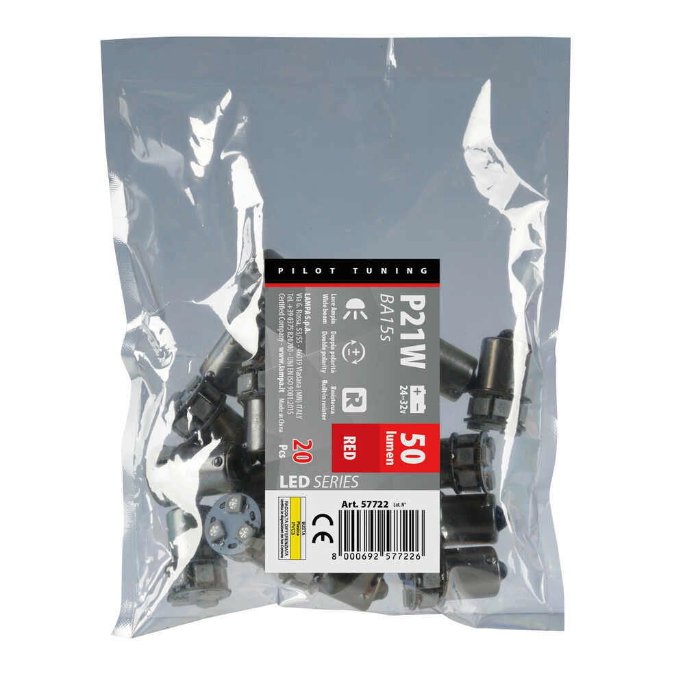 Εικόνα 2 από 2 — P21W 24/32V Ba15s 50lm 10xSMDx1CHIP LED CAN-BUS (ΦΟΥΝΤΟΥΚΙ) ΚΟΚΚΙΝΟ ΔΙΑΘΛΑΣΗΣ ΣΑΚΟΥΛΑ​ LAMPA – 20 TEM.