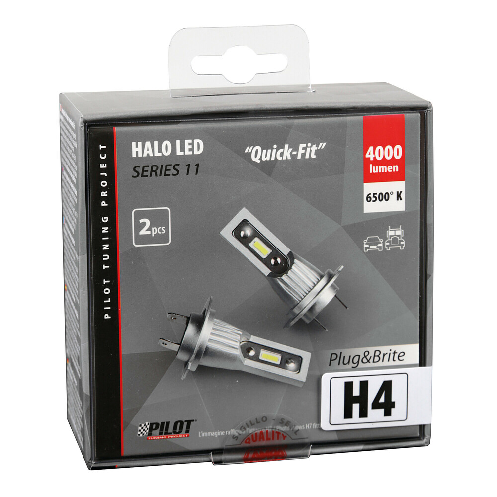 Εικόνα 3 από 3 — H4 12/24V P43t 6.500K 2.000lm 15W 12LED SEOUL CSP-Y19chips HALO LED SERIE 11 PLUG & BRITE 2ΤΕΜ.