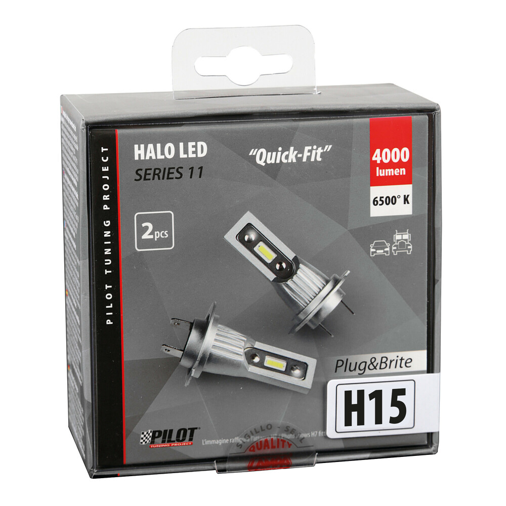 Εικόνα 4 από 4 — H15 12/24V PGJ23t-1 6.500K 2.000lm 15W 10LED SEOUL CSP-Y19chips HALO LED SERIE 11 PLUG & BRITE 2ΤΕΜ.