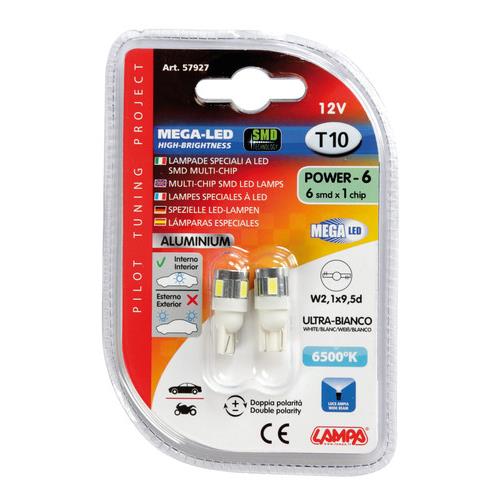 Εικόνα 4 από 4 — T10 W5W 12V W2,1×9,5d 70lm MEGA-LED6 ΔΙΑΘΛΑΣΗΣ (ΚΑΡΦΩΤΟ-ΑΚΑΛΥΚΟ-ΔΙΠΛΗΣ ΠΟΛΙΚΟΤΗΤΑΣ) BLISTER 2ΤΕΜ.