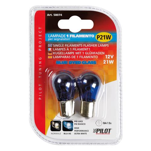Εικόνα 4 από 4 — P21W 12V 21W BA15s ΜΟΝΟΠΟΛΙΚΟ ΜΠΛΕ BLUE DYED-GLASS 2ΤΕΜ. BLISTER