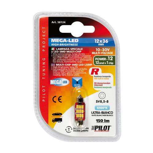 Εικόνα 4 από 5 — ΛΑΜΠΑΚΙ ΠΛΑΦΟΝΙΕΡΑΣ 12V 12x36mm 150lm ΛΕΥΚΟ MEGA-LED12 (ΔΙΠΛΗΣ ΠΟΛΙΚΟΤΗΤΑΣ- CAN-BUS) BLISTER 1ΤΕΜ.