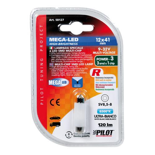 Εικόνα 5 από 5 — ΛΑΜΠΑΚΙ ΠΛΑΦΟΝΙΕΡΑΣ 9-32V 12x41mm 120lm ΛΕΥΚΟ MEGA-LED12 (ΔΙΠΛΗΣ ΠΟΛΙΚΟΤΗΤΑΣ) BLISTER 1ΤΕΜ.