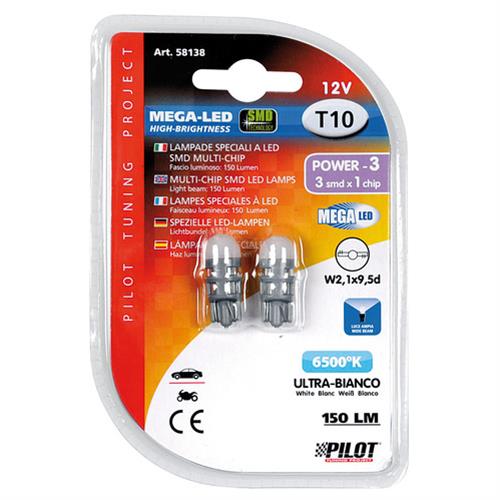 Εικόνα 4 από 4 — T10 W5W 12V W2,1×9,5d 150lm MEGA-LED 3 ΛΕΥΚΟ ΦΩΣ 11x27mm 2ΤΕΜ.