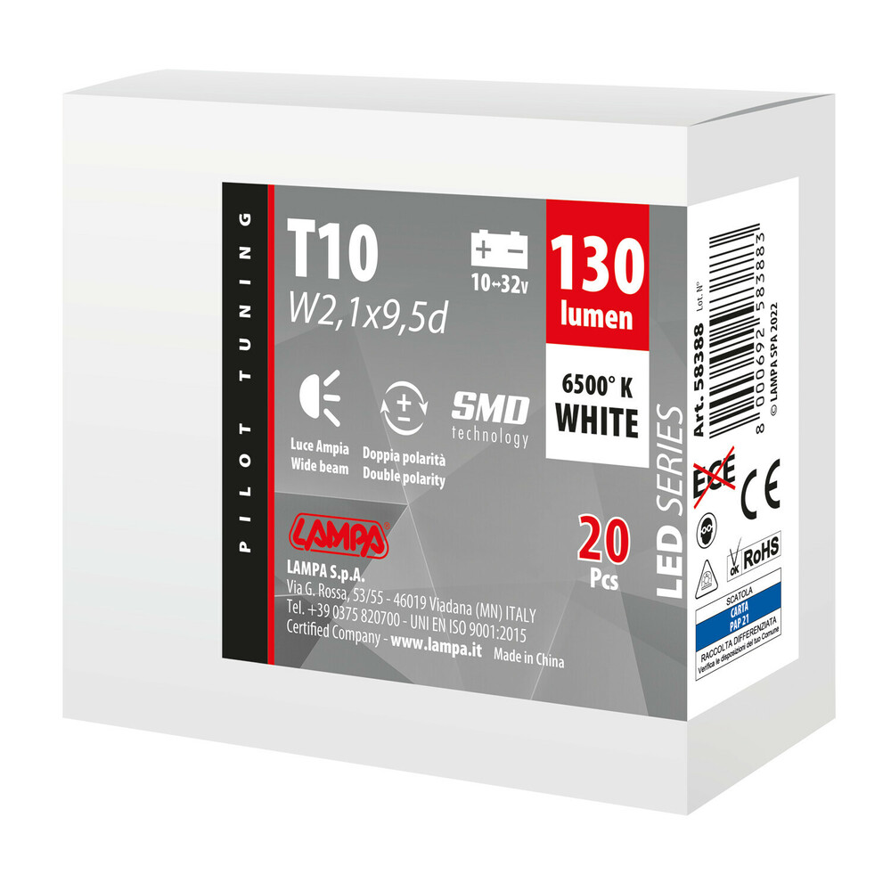 Εικόνα 3 από 3 — T10 W5W 10-32V w2,1×9,5d 1SMDx1CHIP LED 130lm CAN-BUS ΔΙΑΘΛΑΣΗΣ ΛΕΥΚΟ ΚΟΥΤΙ 20ΤΕΜ.