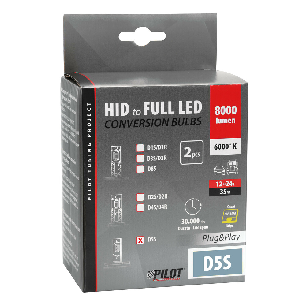 Εικόνα 3 από 3 — D5S 12/24V 35W 6.000K 8000lm LED SEOUL CSP-3570chips CAN BUS PLUG & PLAY LAMPA – 2ΤΕΜ.