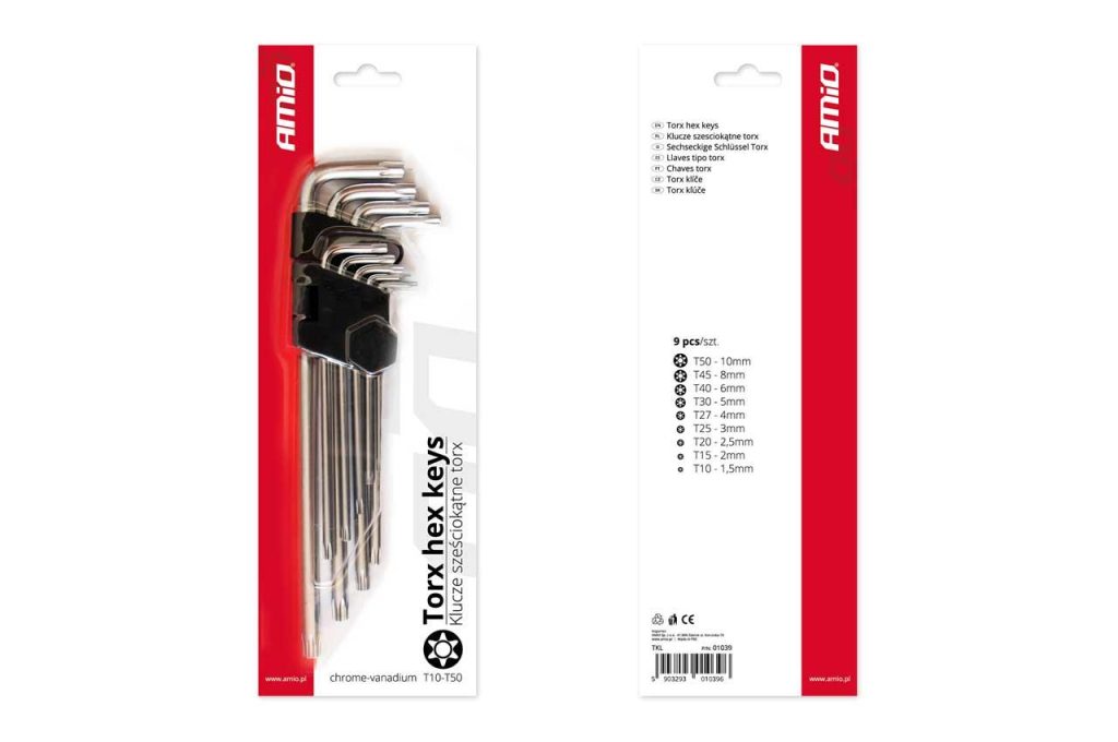 Εικόνα 2 από 2 — Amio – Σετ Κλειδιά Allen Torx μήκος 230mm για Επιβατικά Αυτοκίνητα – 9 τεμ. (01039/AM)