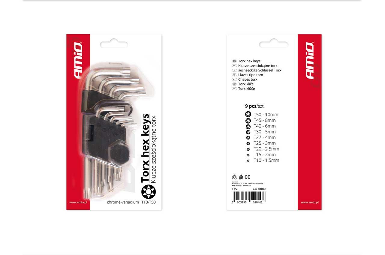 Εικόνα 2 από 2 — Amio – Σετ Κλειδιά Allen Torx μήκος 125mm για Επιβατικά Αυτοκίνητα – 9 τεμ. (01040/AM)