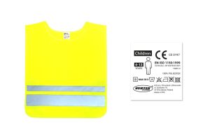 Amio - Παιδικό γιλέκο έκτακτης ανάγκης 100-140cm με ανακλαστικές λωρίδες πιστοποιημένο EN 17353 για υψηλή ορατότητα και ασφάλεια - 1 Τεμ. (01736/AM)