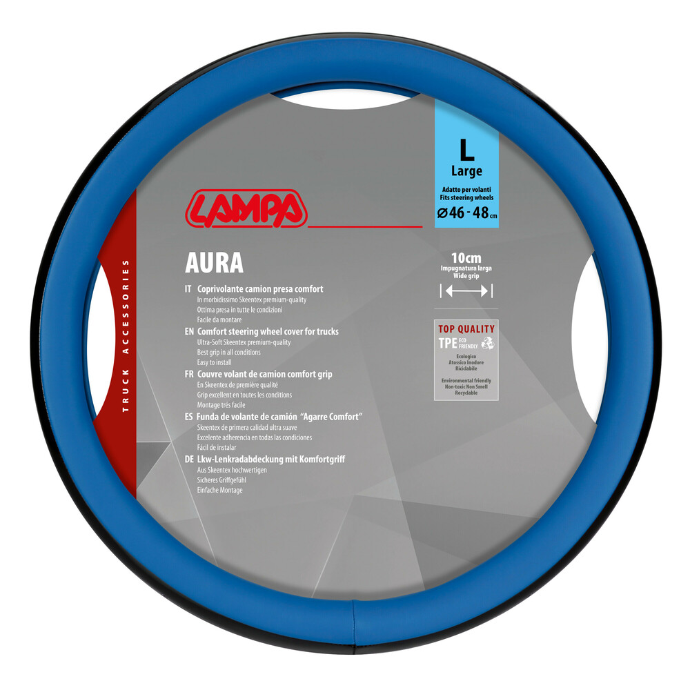 Εικόνα 1 από 3 — Lampa – Κάλυμμα Τιμονιού Φορτηγού Aura Skeentex Μπλε Μέγεθος L ?46–48cm Ultra-Soft, Αντιολισθητικό, Φάρδος 10cm- 1 τεμ. (L9707.8)