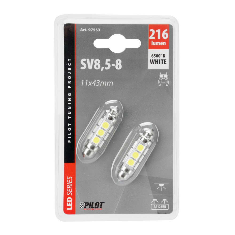Εικόνα 4 από 4 — ΛΑΜΠΑΚΙ ΠΛΑΦΟΝΙΕΡΑΣ 24-30V 11x43mm 216lm 12xSMD LED ΛΕΥΚΟ (ΔΙΠΛΗΣ ΠΟΛΙΚΟΤΗΤΑΣ/ CAN-BUS) 2ΤΕΜ.