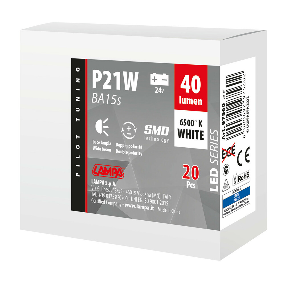 Εικόνα 3 από 3 — P21W BA15s 24V 4SMDx1CHIP LED 40lm ΛΕΥΚΟ ΚΟΥΤΙ LAMPA – 20 ΤΕΜ.