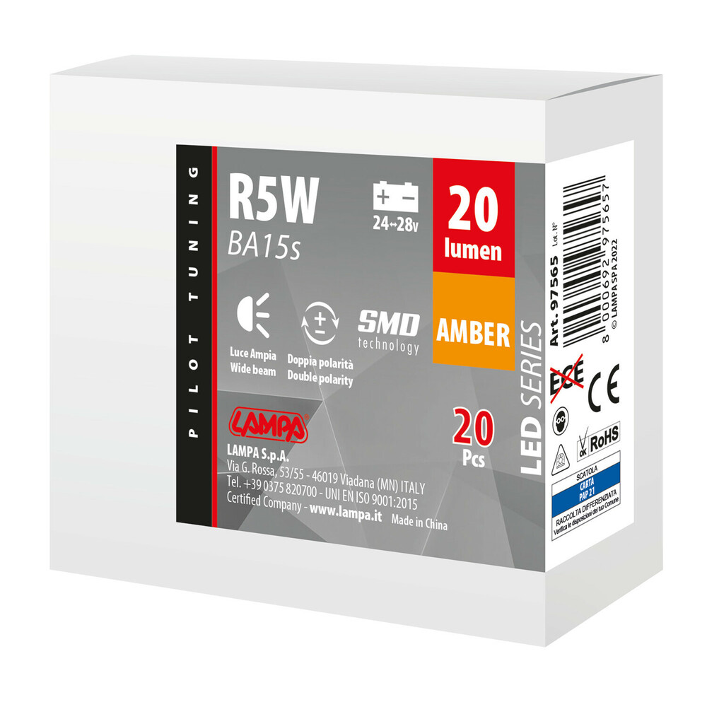 Εικόνα 3 από 3 — R5W BA15s 24/28V 6SMDX1CHIP LED 20lm ΠΟΡΤΟΚΑΛΙ ΚΟΥΤΙ LAMPA – 20 ΤΕΜ.
