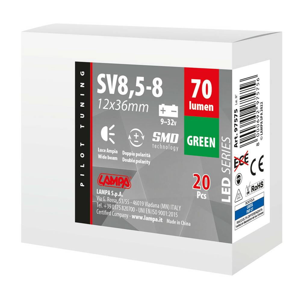 Εικόνα 4 από 4 — ΛΑΜΠΑΚΙ ΠΛΑΦΟΝΙΕΡΑΣ 9>32V SV28,5-8 2SMDx1CHIP LED 70lm CAN-BUS 12x36mm ΠΡΑΣΙΝΟ  ΚΟΥΤΙ LAMPA – 20 ΤΕΜ.