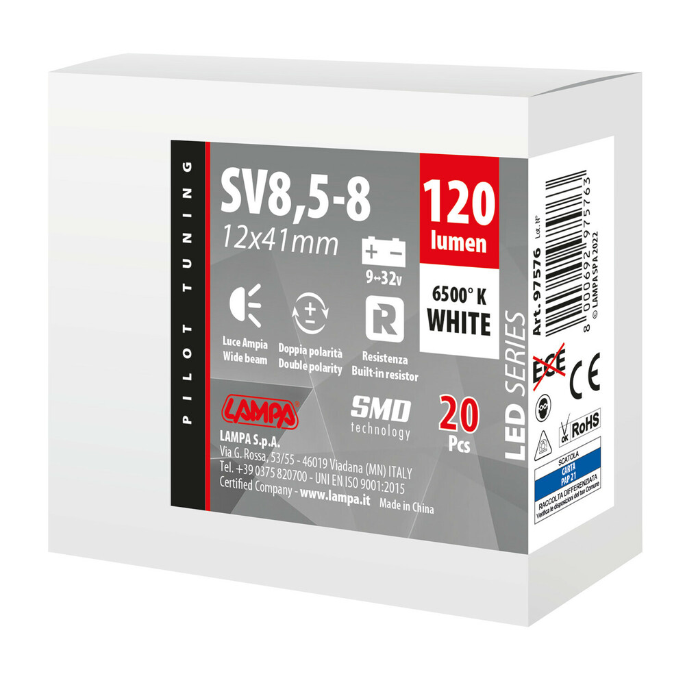 Εικόνα 4 από 4 — ΛΑΜΠΑΚΙΑ ΠΛΑΦΟΝΙΕΡΑΣ 9>32V SV28,5-8 2SMDx1CHIP LED 120lm CAN-BUS 12x41mm ΛΕΥΚΟ ΚΟΥΤΙ LAMPA – 20 ΤΕΜ.