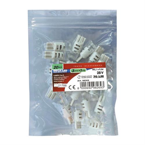 Εικόνα 2 από 4 — T10 W5W 24-28V W2,1×9,5d MEGA-LED3 70lm (ΔΙΠΛΗΣ ΠΟΛΙΚΟΤΗΤΑΣ) 20ΤΕΜ.