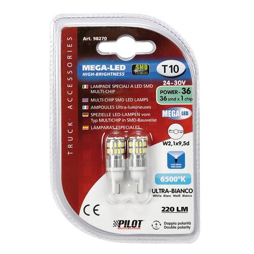 Εικόνα 2 από 4 — T10 W5W 24-28V W2,1×9,5d MEGA-LED36 220lm (ΔΙΠΛΗΣ ΠΟΛΙΚΟΤΗΤΑΣ) 2ΤΕΜ.