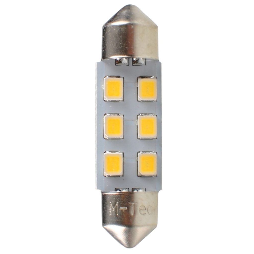 Εικόνα 1 από 2 — ΛΑΜΠΑΚΙΑ ΠΛΑΦΟΝΙΕΡΑΣ C5W 12V SV8.5 36mm 0,5W 6xSMD2835 LED OSRAM ΛΕΥΚΟ  BLISTER 2ΤΕΜ. M-TECH