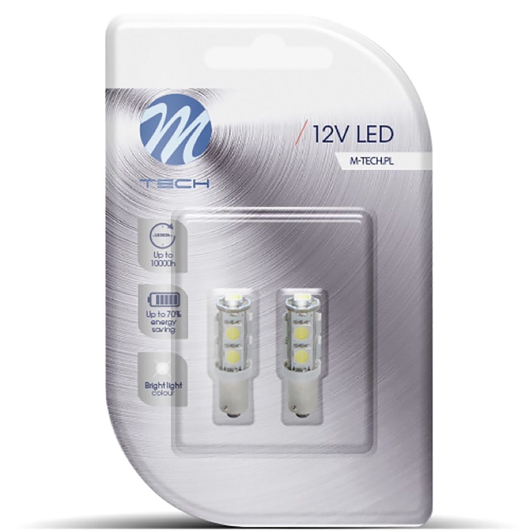 Εικόνα 2 από 2 — T4W 12V 2,16W BA9s (ΜΙΝΙΟΝ) LED 9xSMD5050 ΛΕΥΚΟ BLISTER 2ΤΕΜ. M-TECH