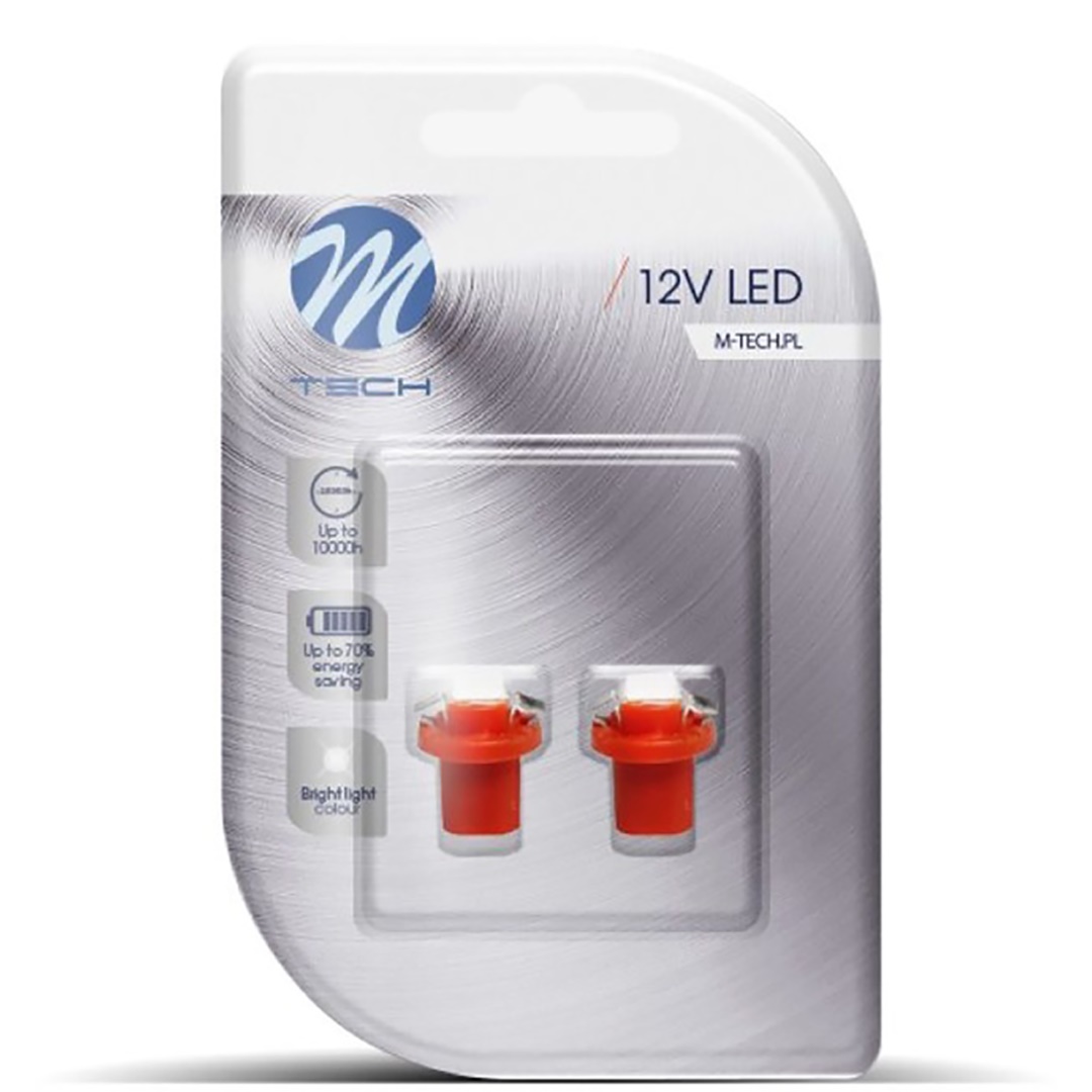 Εικόνα 1 από 1 — BAX 12V B8,5d 0,24W LED 1xSMD5050 ΚΟΚΚΙΝΟ BLISTER 2ΤΕΜ. M-TECH
