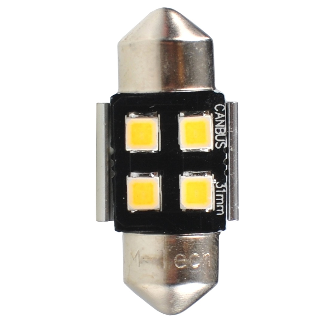 Εικόνα 1 από 2 — ΛΑΜΠΑΚΙΑ ΠΛΑΦΟΝΙΕΡΑΣ C5W/C10W 12V SV8.5 0,5W 31mm 4xSMD2835 LED OSRAM CAN-BUS ΛΕΥΚΟ 2ΤΕΜ. M-TECH