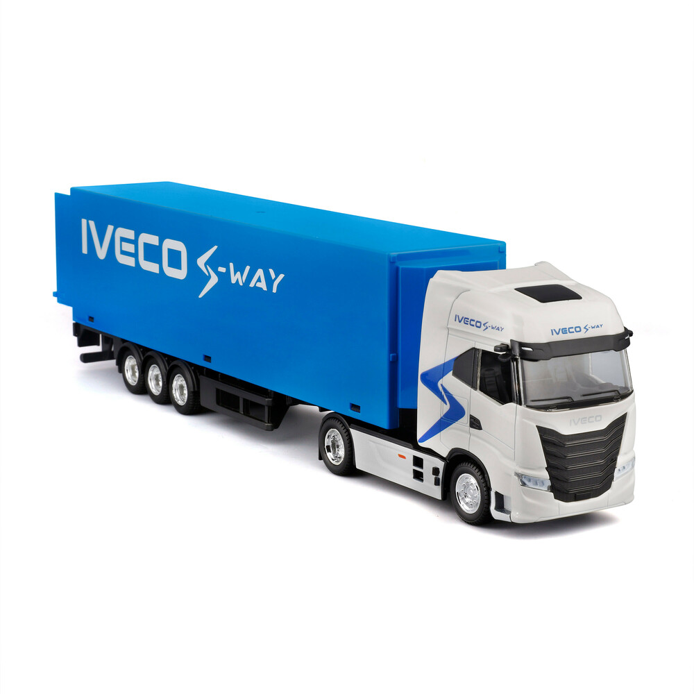 Εικόνα 2 από 6 — Lampa – Μινιατούρα νταλίκα Iveco S-Way με κοντέινερ 1:43 σε λευκό/μπλε χρώμα Burago – 1 τεμ. (BU31469)