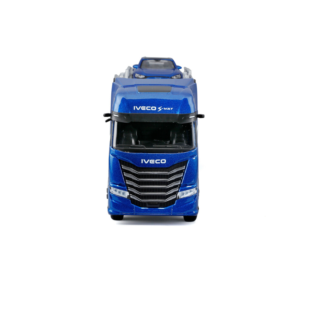 Εικόνα 4 από 6 — Lampa – Μινιατούρα νταλίκα Iveco S-Way με καρότσα αυτοκινήτων & Audi RS E-Tron 1:43 Burago – 1 τεμ. (L.BU31475)