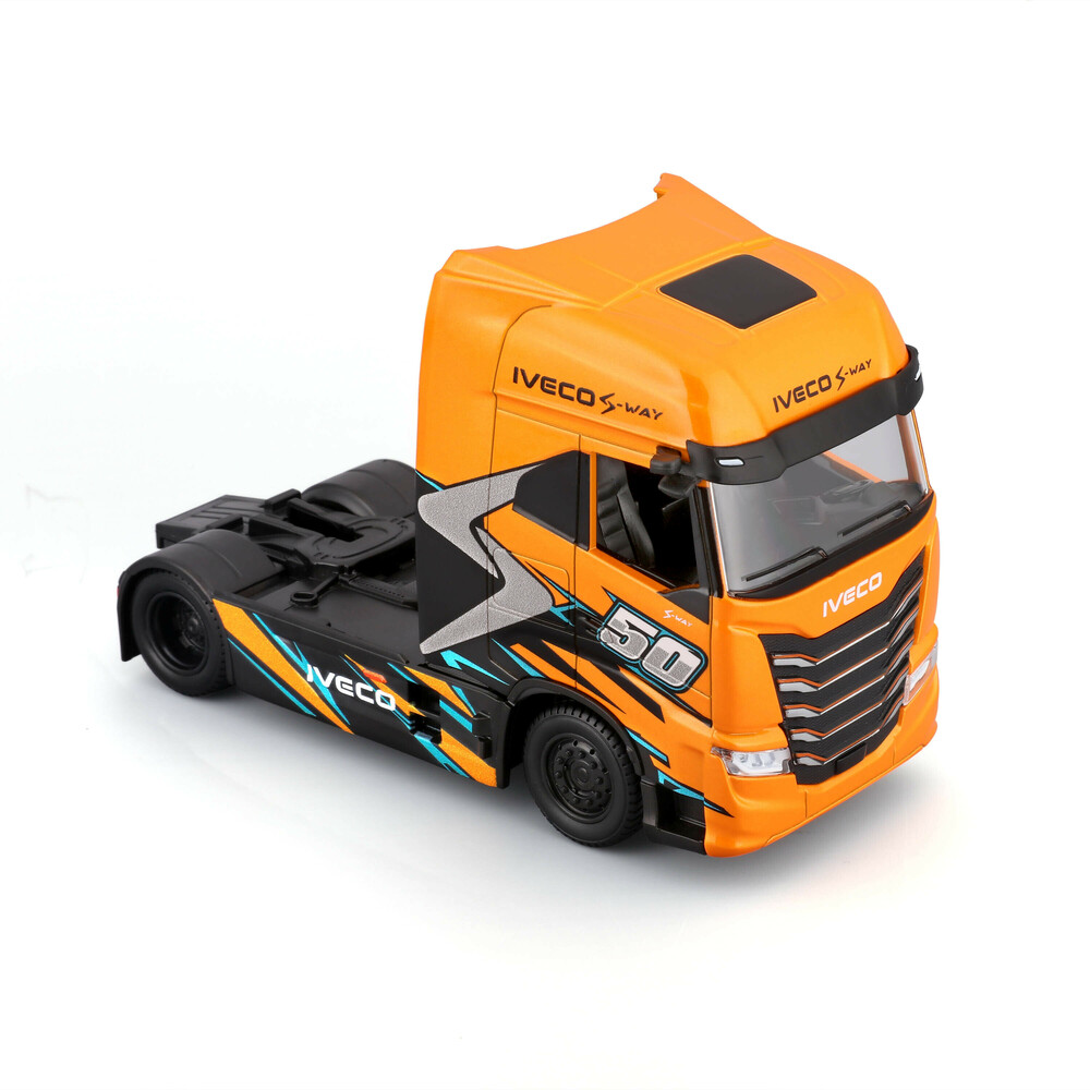 Εικόνα 2 από 6 — Lampa – Μινιατούρα νταλίκα Iveco S-Way 1:43 σε πορτοκαλί/μαύρο χρώμα Burago – 1 τεμ. (L.BU32208)