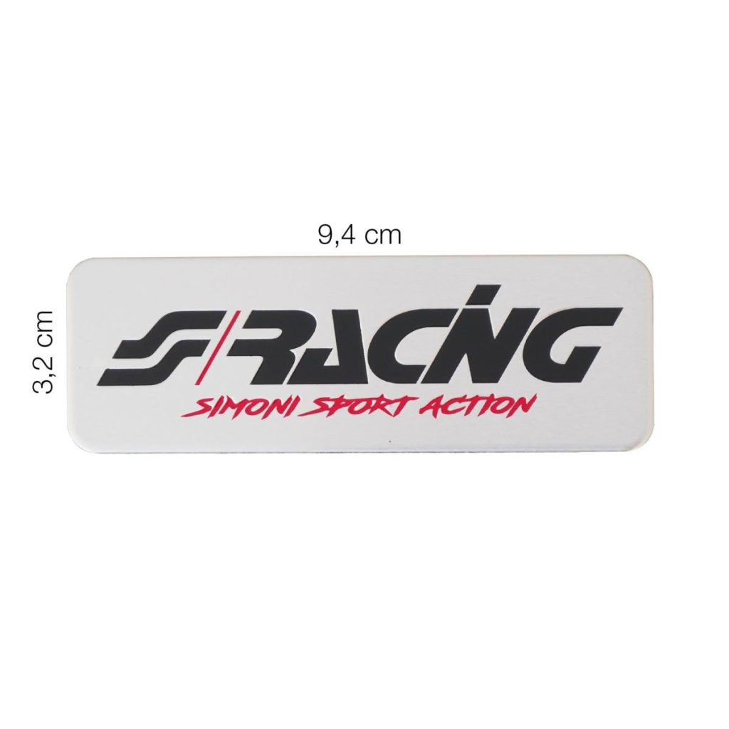 Εικόνα 1 από 2 — ΜΕΤΑΛΛΙΚΟ ΑΥΤΟΚΟΛΛΗΤΟ LOGO ”SIMONI RACING” ΑΛΟΥΜΙΝΙΟΥ 94x32mm SIMONI RACING – 1ΤΕΜ.