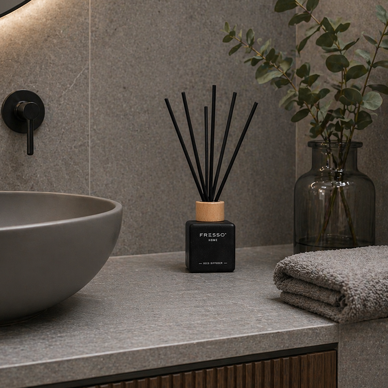 Εικόνα 6 από 12 — Fresso – Αρωματικό Χώρου με Στικ Amora 100 ml Premium Home Reed Diffuser με FlowScent, Μαύρο Γυάλινο Μπουκάλι και Μαύρα Στικ από Fiberglass – 1 Τεμ. (390013/FRE)