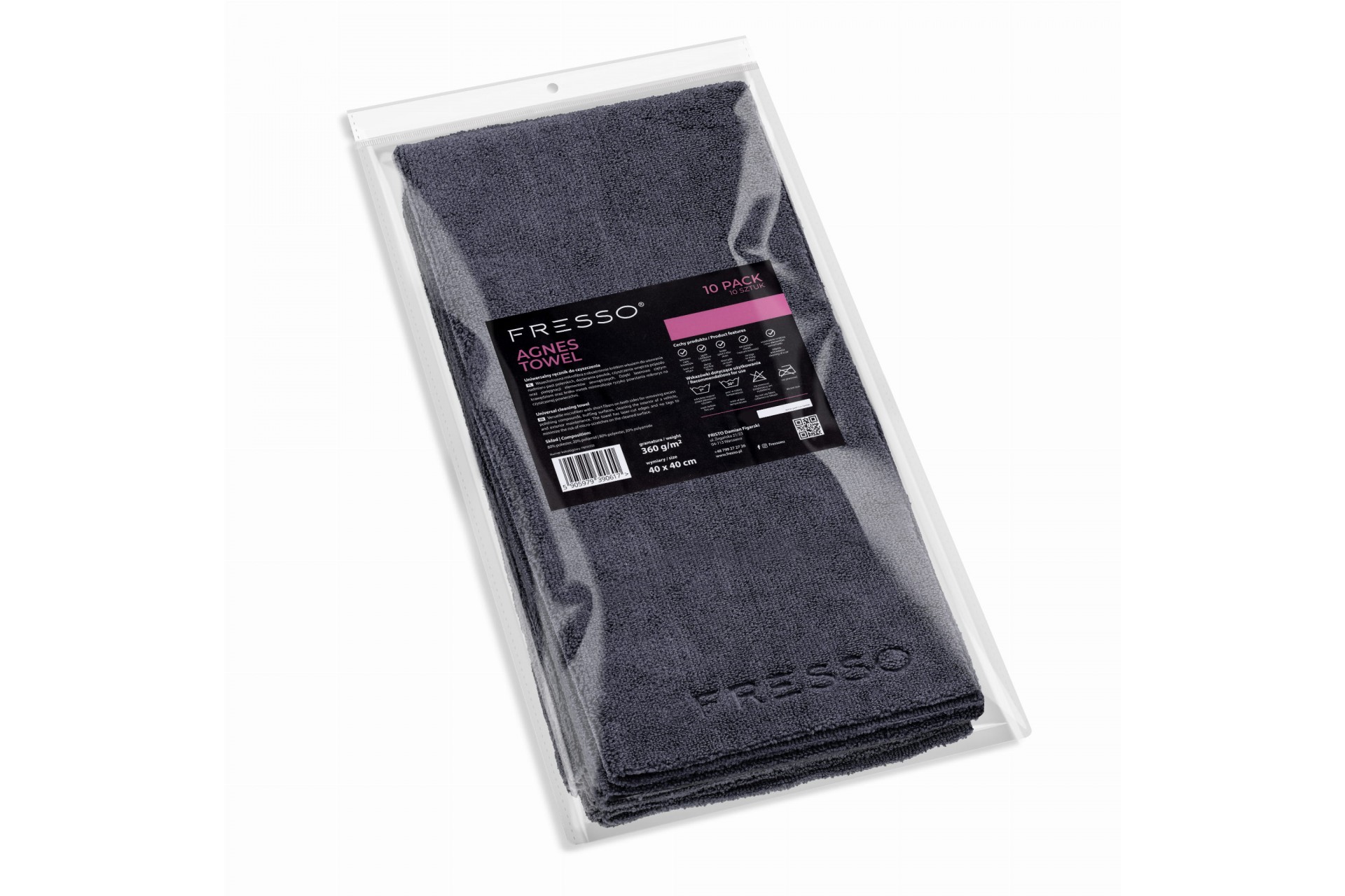 Εικόνα 1 από 1 — Fresso – Πετσέτες Μικροΐνας Agnes 40 x 40 cm 360 g/m² Διπλής Όψης με Άκρες Κοπής Laser – Σετ 10 Τεμ. (390617/FRE)