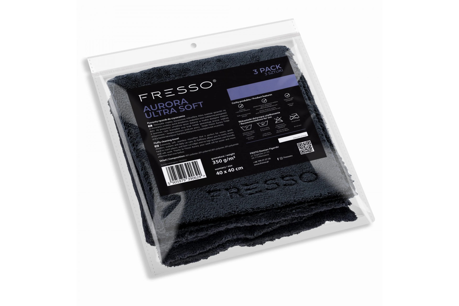 Εικόνα 1 από 1 — Fresso – Πετσέτες Μικροΐνας Aurora Ultra Soft 40 x 40 cm 350 g/m² με Μακριά Ίνα και Άκρες Κοπής Laser – Σετ 3 Τεμ. (390624/FRE)